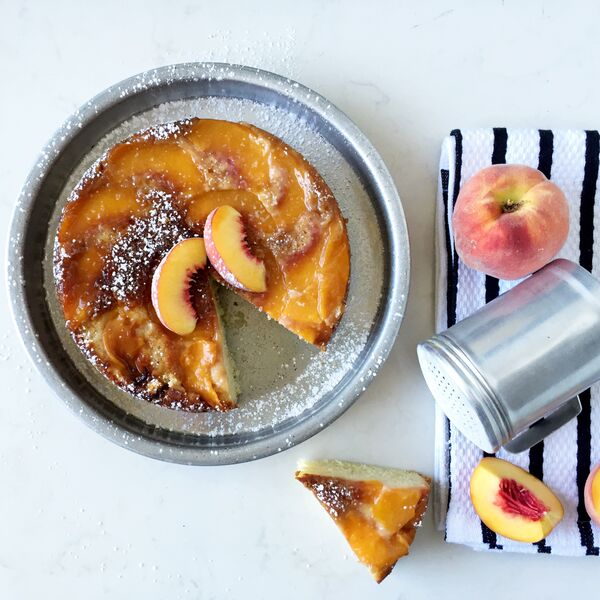 Greek yogurt peach upside down cake from Fraiche Nutrition