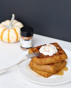 Pumpkin pie waffles from Fraiche Nutrition