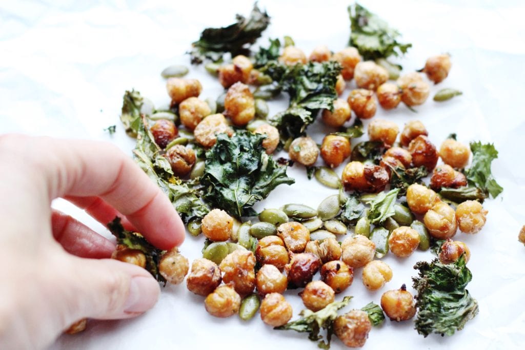 Kale chickpea snack mix 