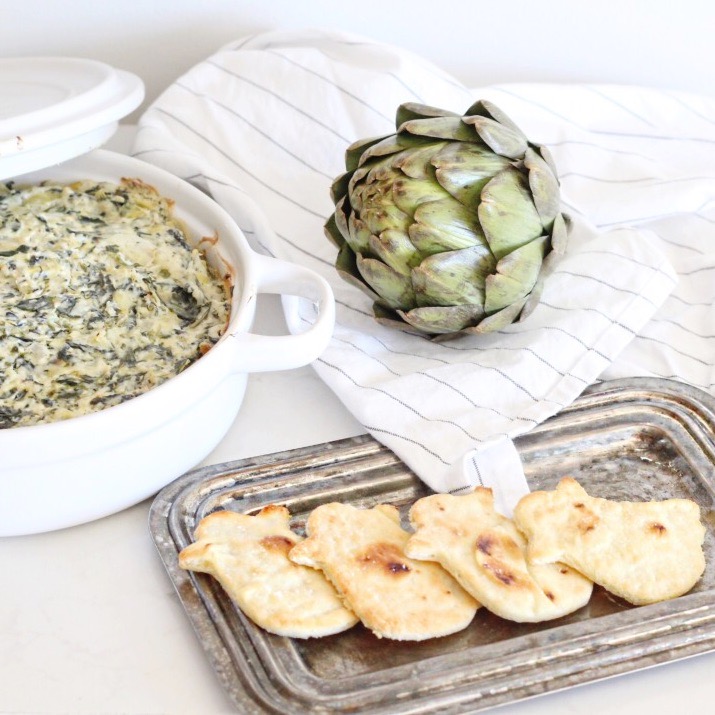 Swamp Dip with Ghost Toasts: Spinach and Artichoke Dip