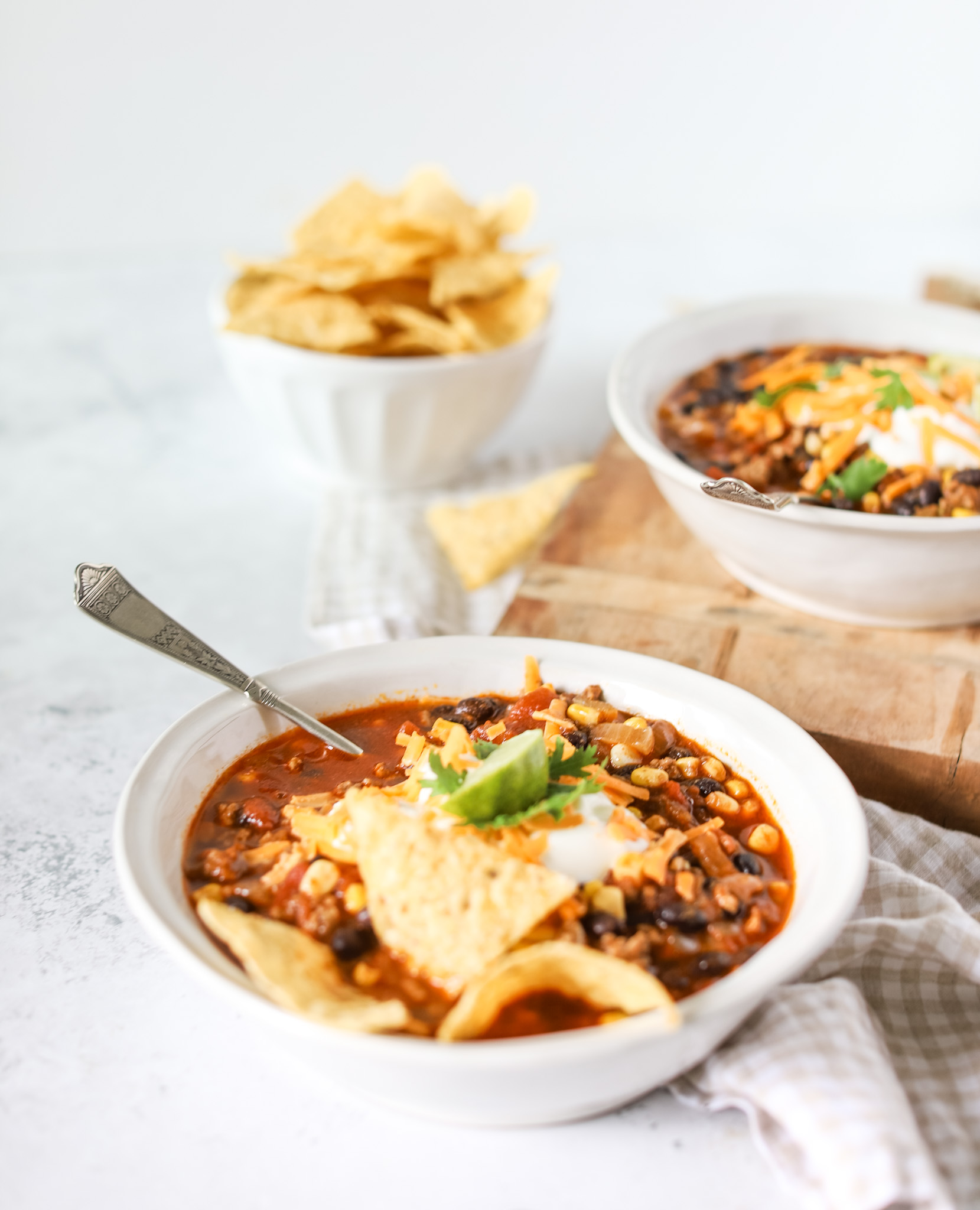 Southwest Chili served with tortilla chips