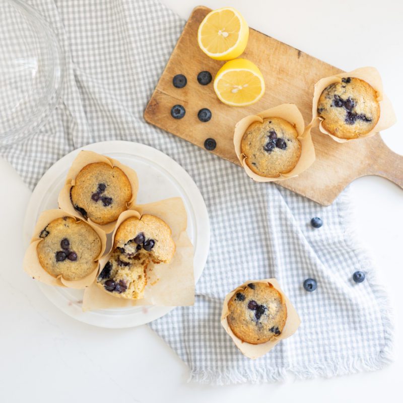 Lemon blueberry oat bran muffins