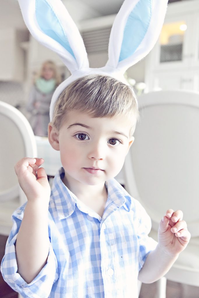 Charlie wearing Easter Bunny ears 