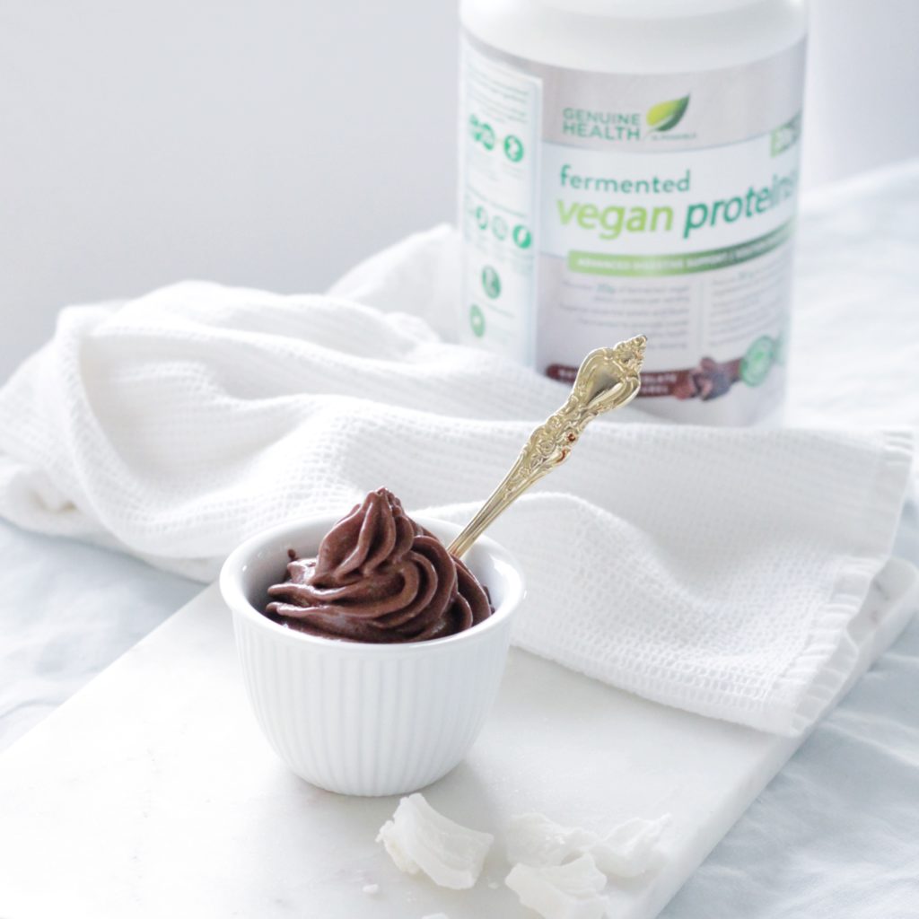 Vegan Chocolate Banana High-Protein 'Ice Cream' and protein powder