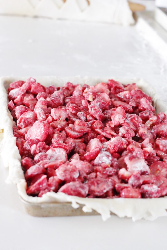 Strawberry Heart Slab Pie preparation 