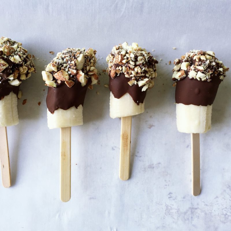 Frozen Chocolate Almond Bananas