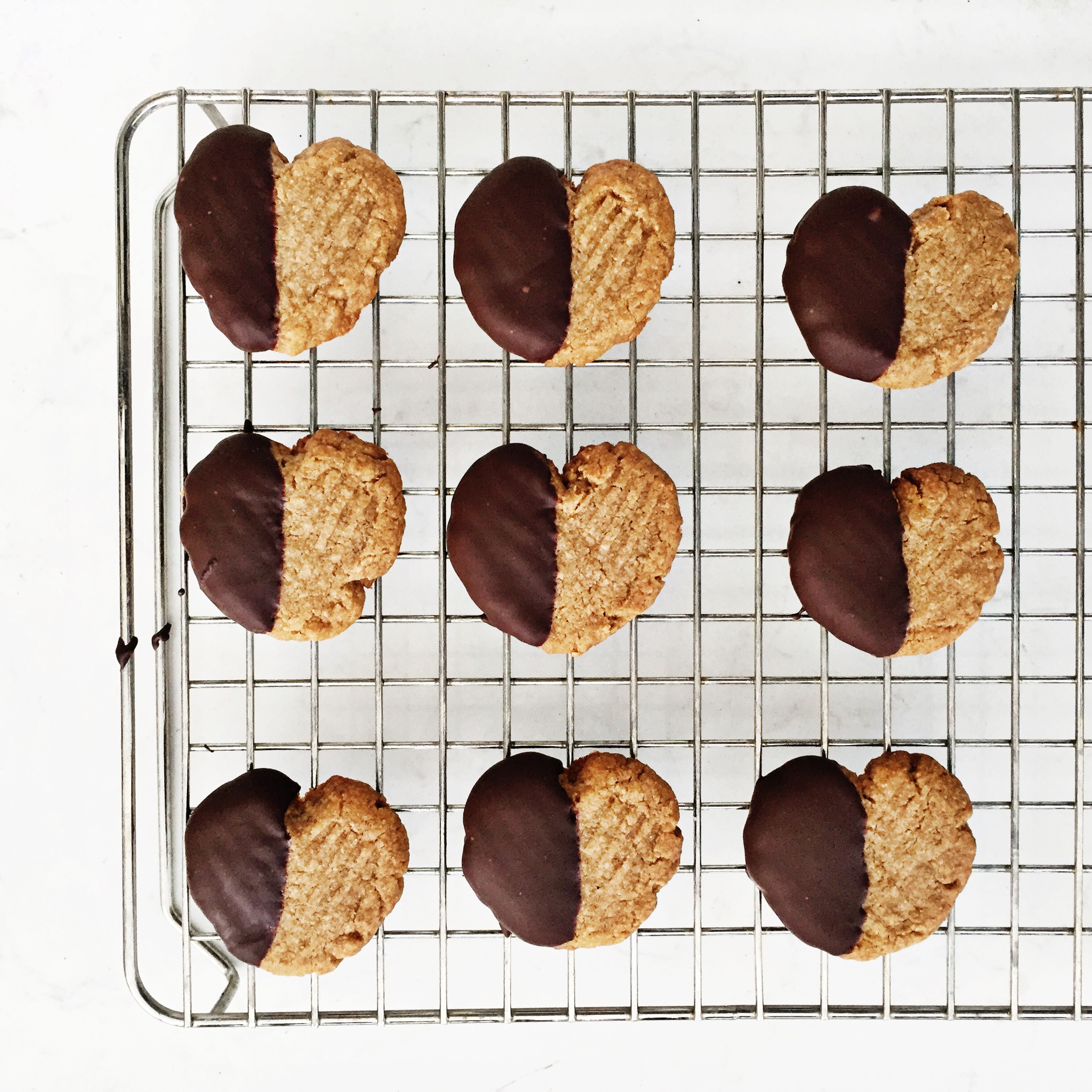 Peanut Butter Cookies dipped in chocolate 