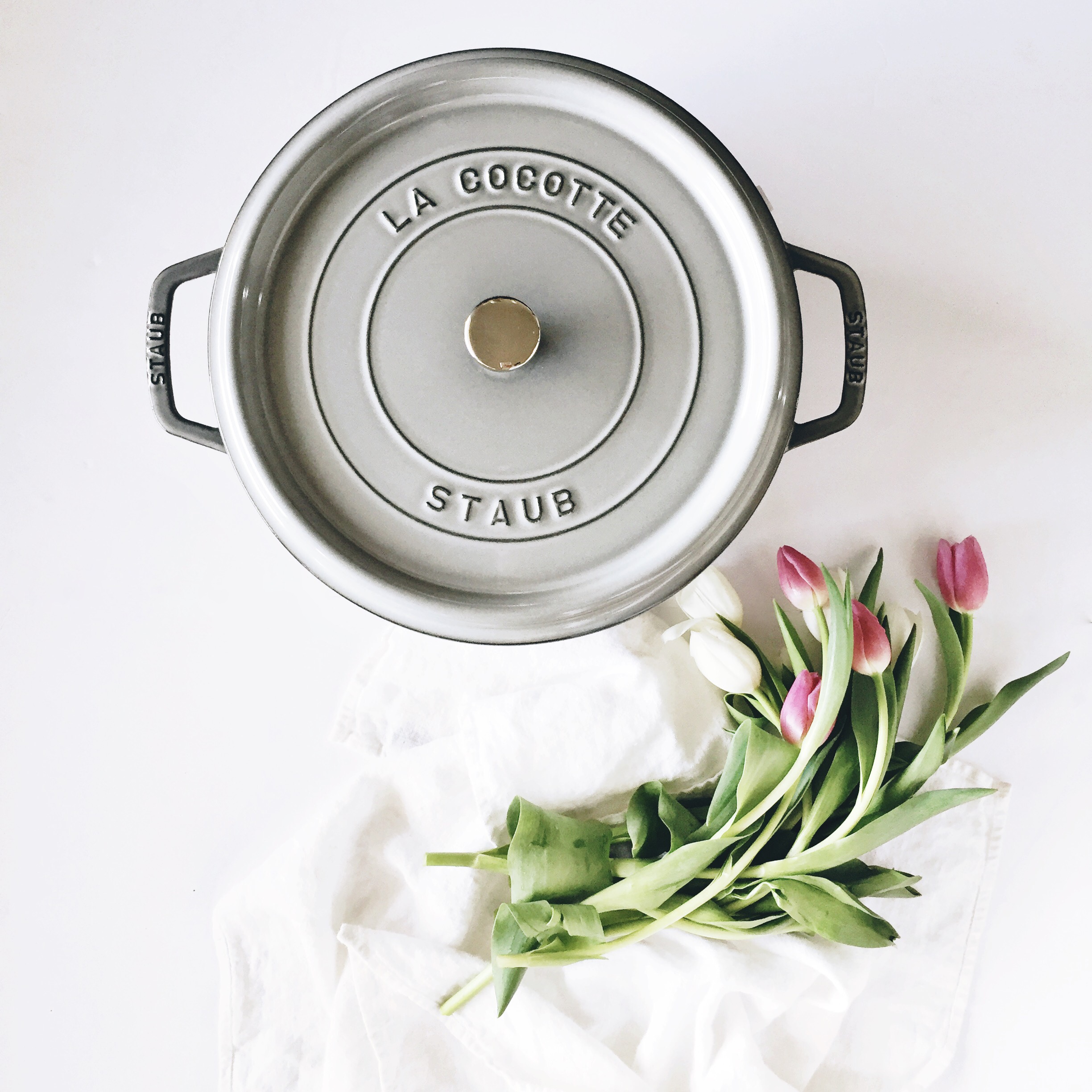 Staub Cocotte and tulips