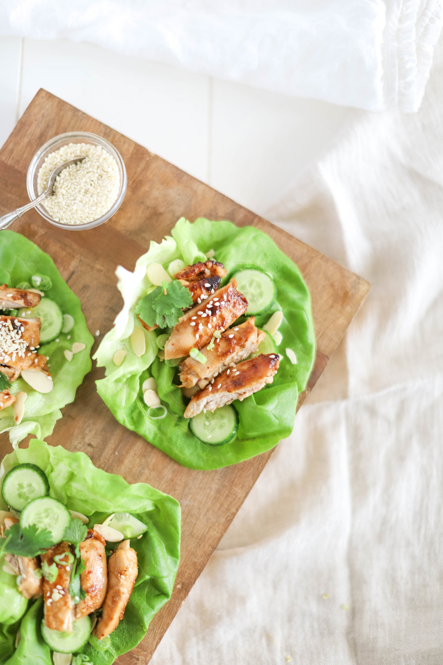 orange chicken lettuce wraps sesame seeds