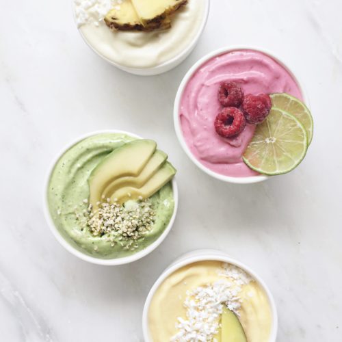 Pastel Bikini Smoothie Bowls by Fraiche Nutrition made with Genuine Health Protein Powder
