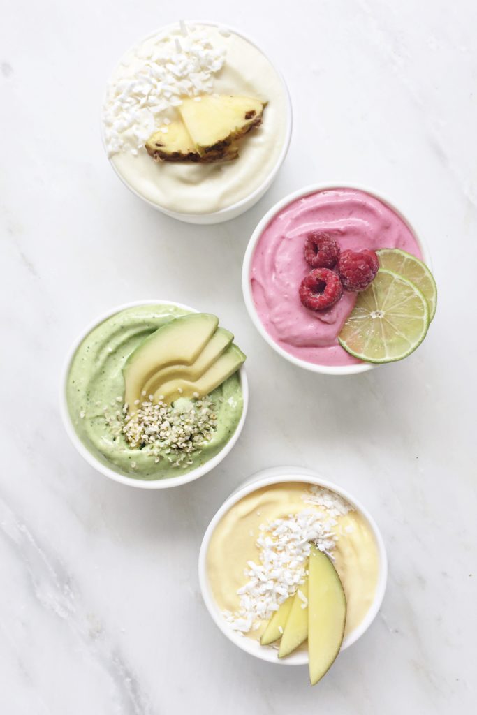 Pastel Bikini Smoothie Bowls by Fraiche Nutrition made with Genuine Health Protein Powder