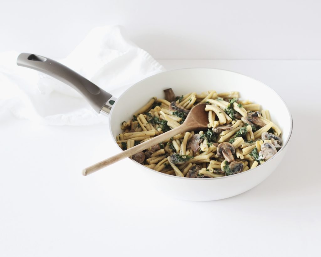 Creamy Vegan Kale and Mushroom Pasta