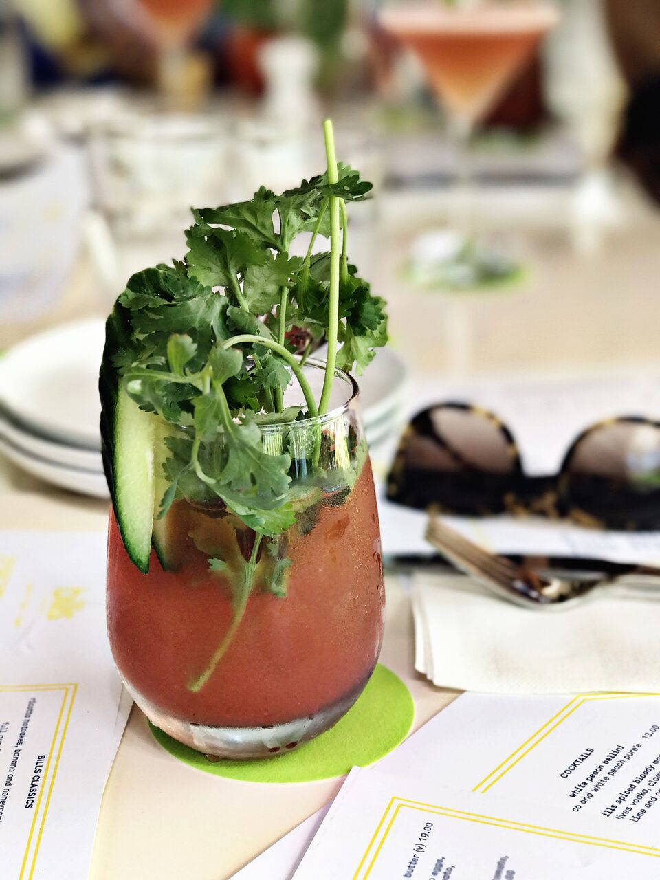 The BEST Bloody Mary filled with heaps of cilantro at Bills in O'ahu