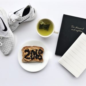 Getting ready to set doable 2018 New Years Resolutions with a planner, agenda, my Nike running shoes and of course a healthy breakfast!