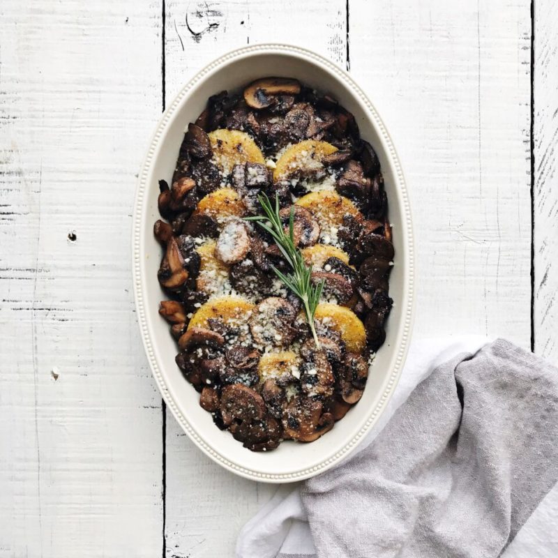 Easy Baked Mushroom Herb Polenta with Rosemary