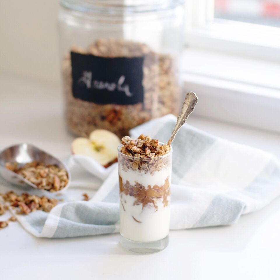 Apple Crisp Granola that can be made all year round and served by the scoop (and is gluten-free)!