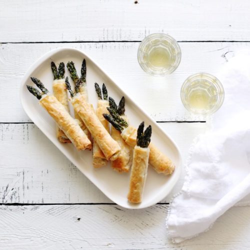 Asparagus in a Blanket using filo pastry and fresh asparagus, the perfect spring appetizer that can be made vegan!