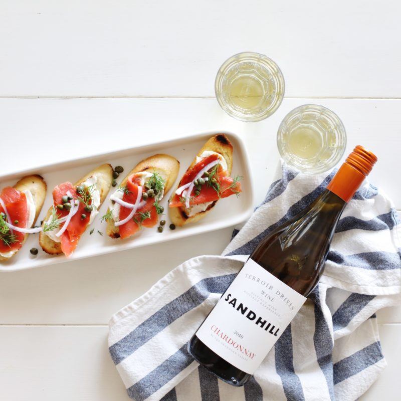 Smoked Salmon Crostini - simple, delicious and perfect for pairing with Chardonnay wine!