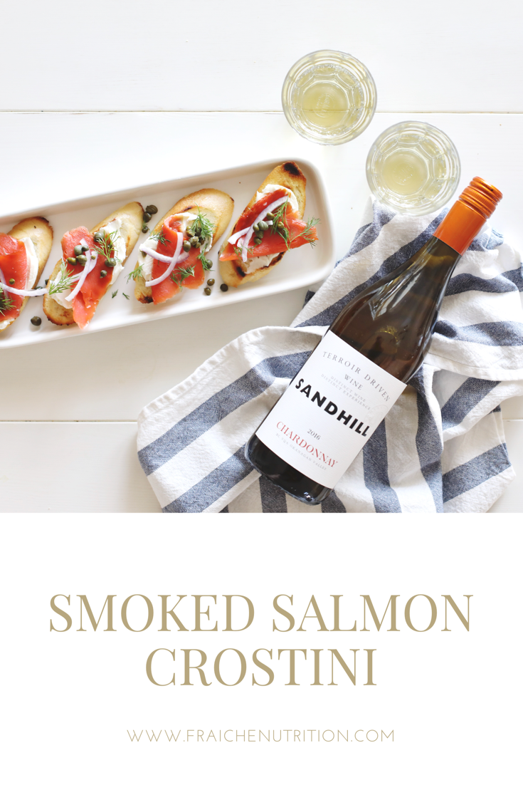 Smoked Salmon Crostini - simple, delicious and perfect for pairing with Chardonnay wine!