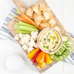 Roasted Zucchini Hummus with fresh vegetables by Fraiche Living