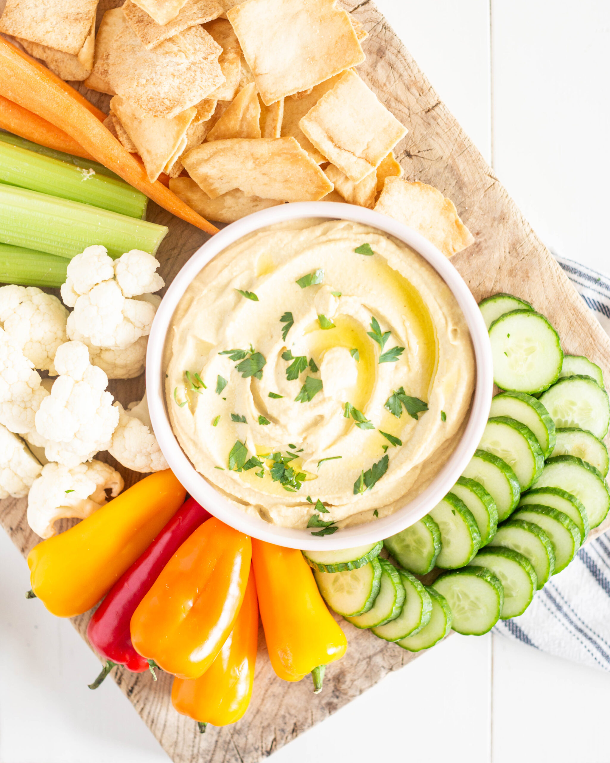Roasted Zucchini Hummus with fresh vegetables