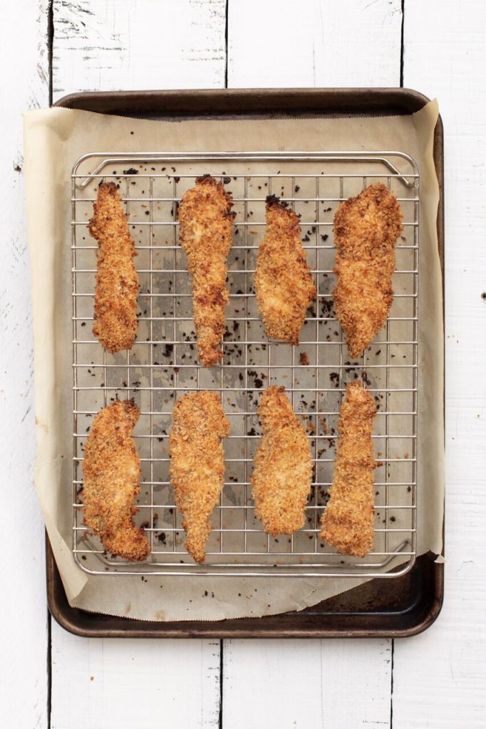 Oven Baked Chicken Fingers with Spicy Maple Mustard Dip Fraiche