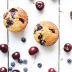 Cherry Citrus Oat Bran Muffins (can also be made with any berry) - a great nut-free snack for kids school lunches! Fraiche Nutrition