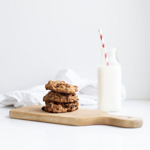 Healthy veggie-packed cookies that are nut free, gluten free and vegan, perfect or school lunches and are so moist and delicious! These freeze beautifully. From the kitchen of Tori Wesszer, Registered Dietitian with Fraiche Nutrition.
