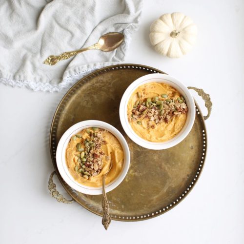 Healthy protein-packed Pumpkin Pie Smoothie Bowl from Fraiche Nutrition