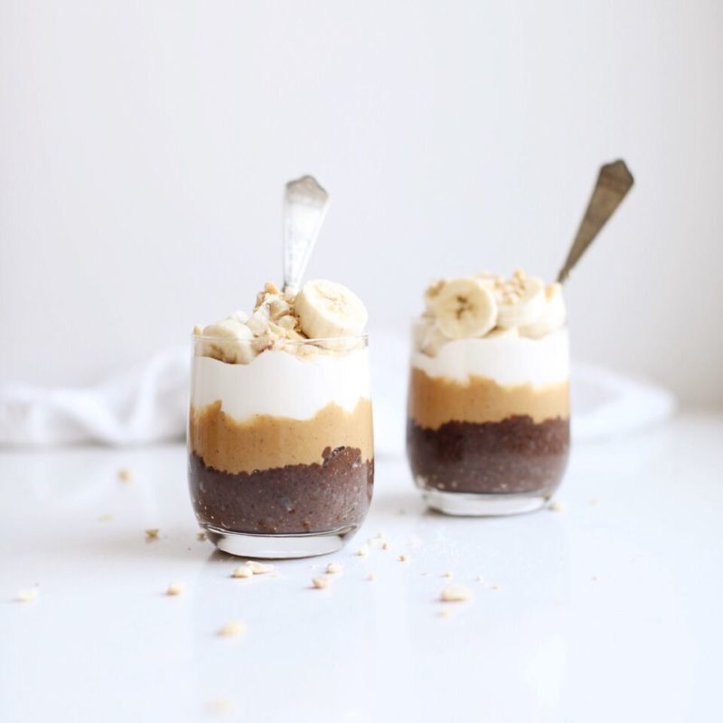 Chocolate Peanut Butter Bananas and Cream Chia Parfait gluten free and vegan!