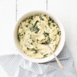 Garlicky Kale Mashed Potatoes with a vegan option
