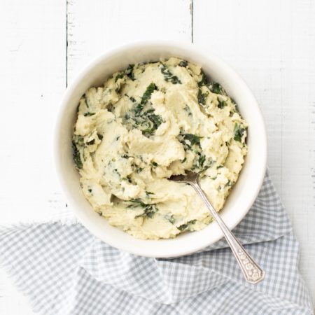 Garlicky Kale Mashed Potatoes (vegan option)
