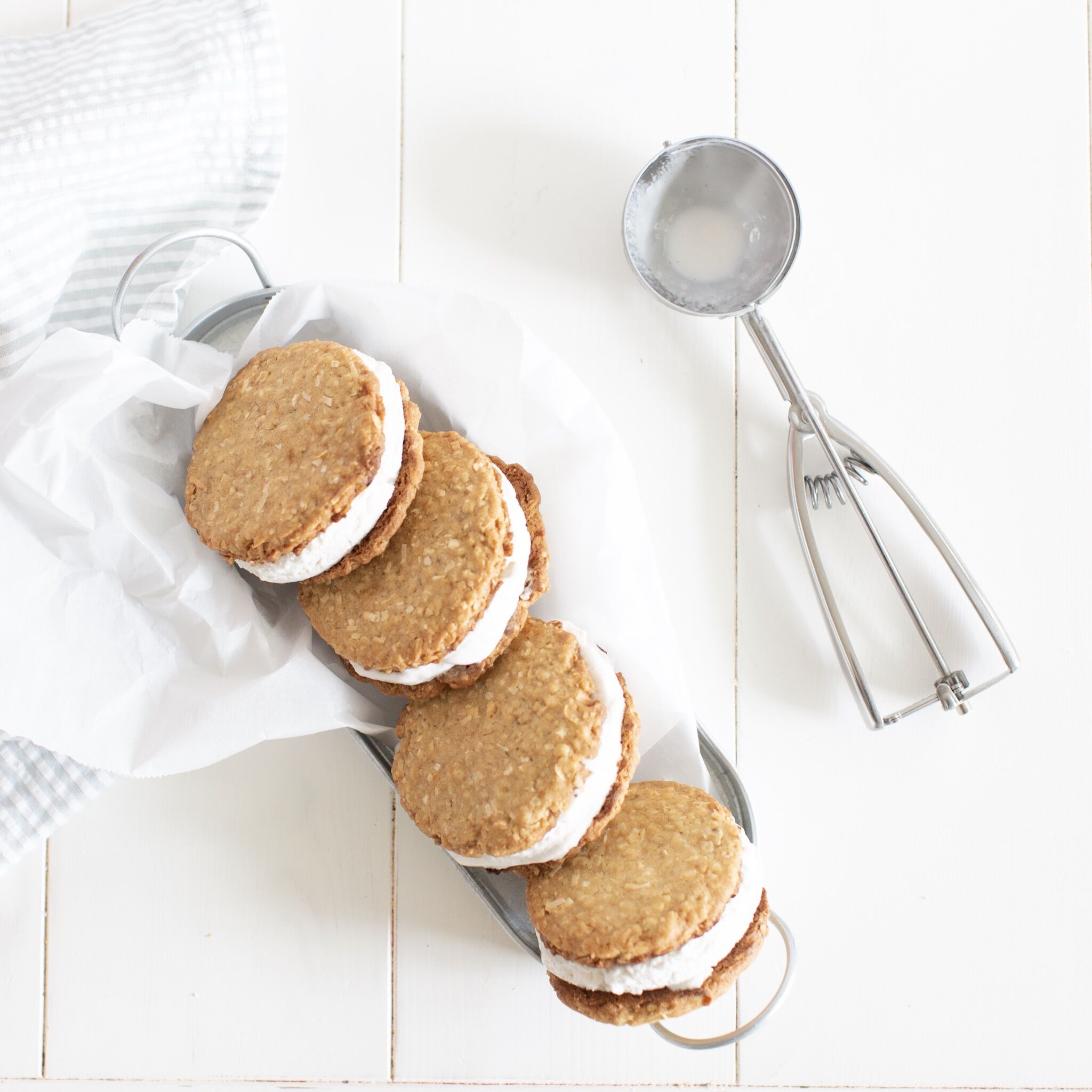 Oatmeal Coconut Cookie Ice Cream Sandwiches