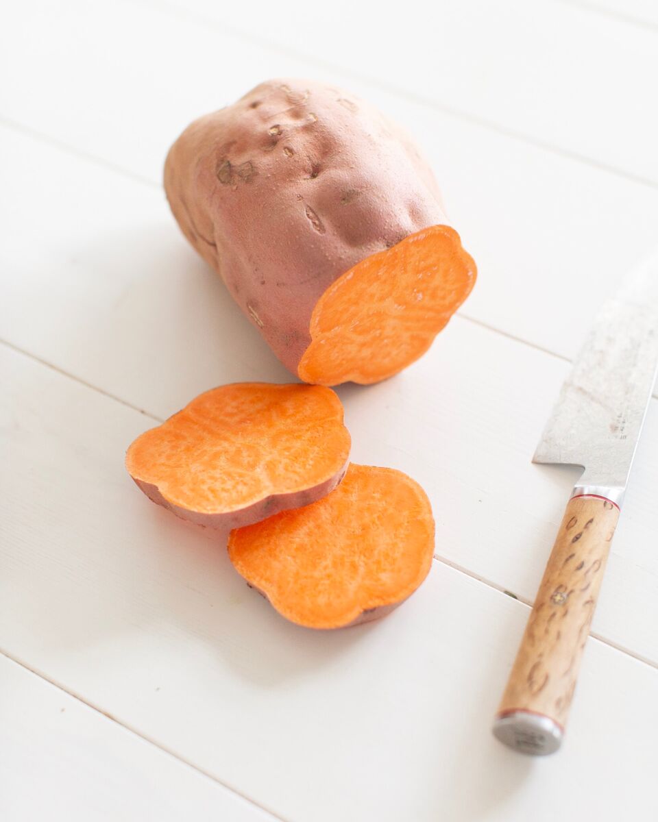 Dietitian's advice on 5 ways to improve your skin health with food. Sweet potatoes is one of them!