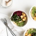 Baba Bowl: a healthy spin on Ukrainian cooking that harnesses all the flavours of Ukrainian cooking in a healthy vegan and gluten free beet and tofu rice bowl.