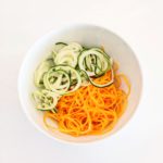 Spiralized veggies for Fish en Papillote for a healthy fresh meal in minutes, all you need is parchment paper and a few simple ingredients!