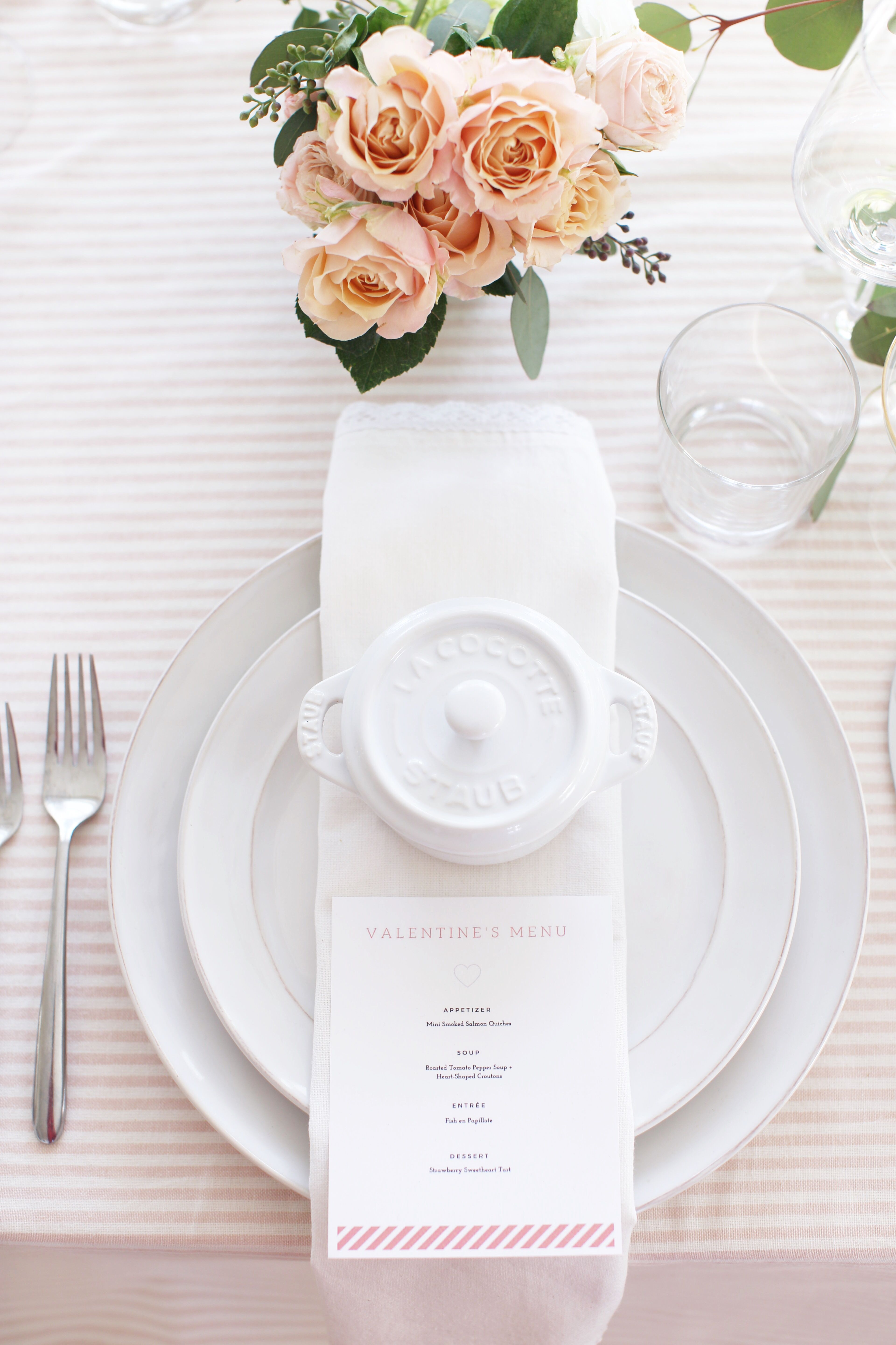 Fraiche Table Series: A complete guide to entertaining for Valentine's Day including a perfectly designed printable menu, table setting suggestions, what to wear and a workbook schedule that will keep you on track and totally prepared!