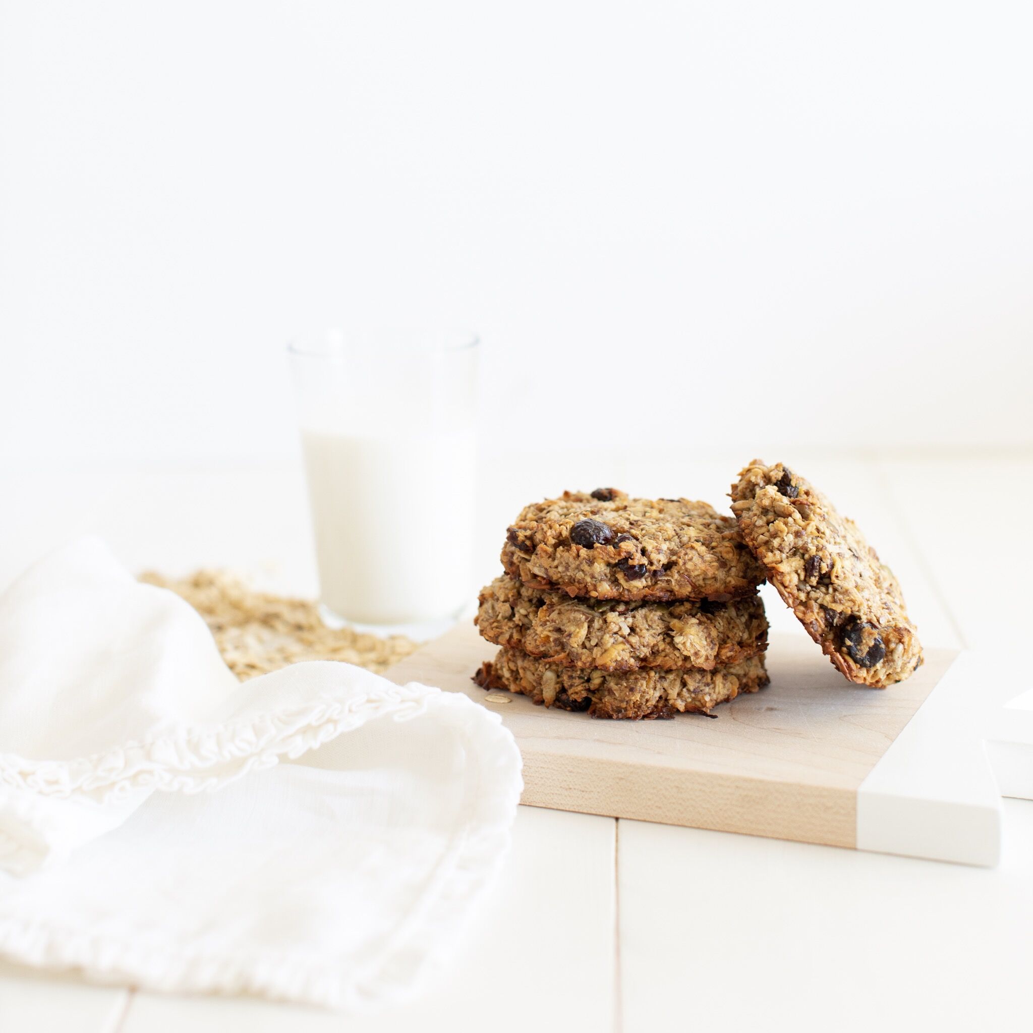 Breakfast Power Cookies that are gluten free and vegan made with whole grain oats, nuts, seeds and coconut to help give you energy for your day!
