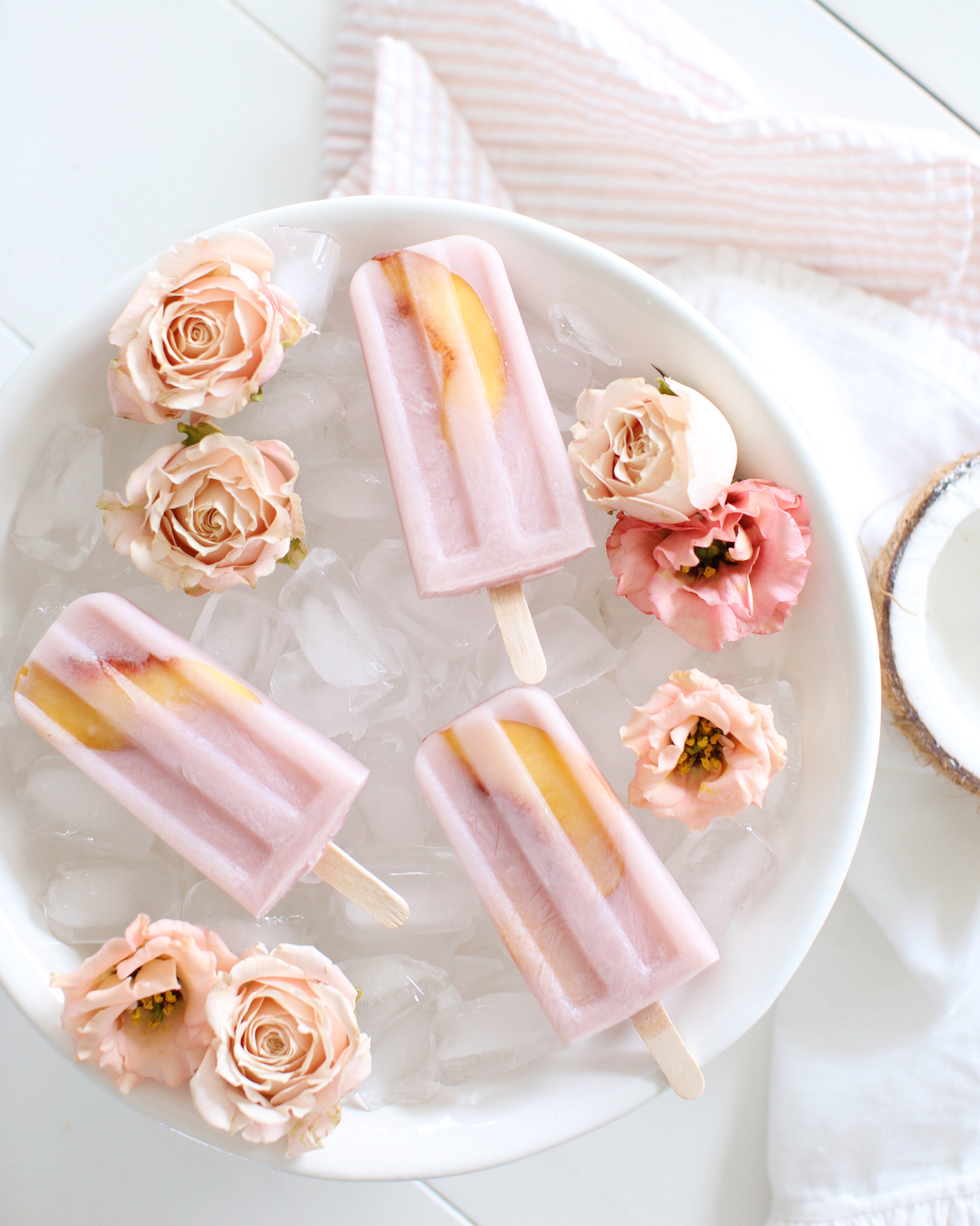 Spiked Coconut Peach Hibiscus Popsicles