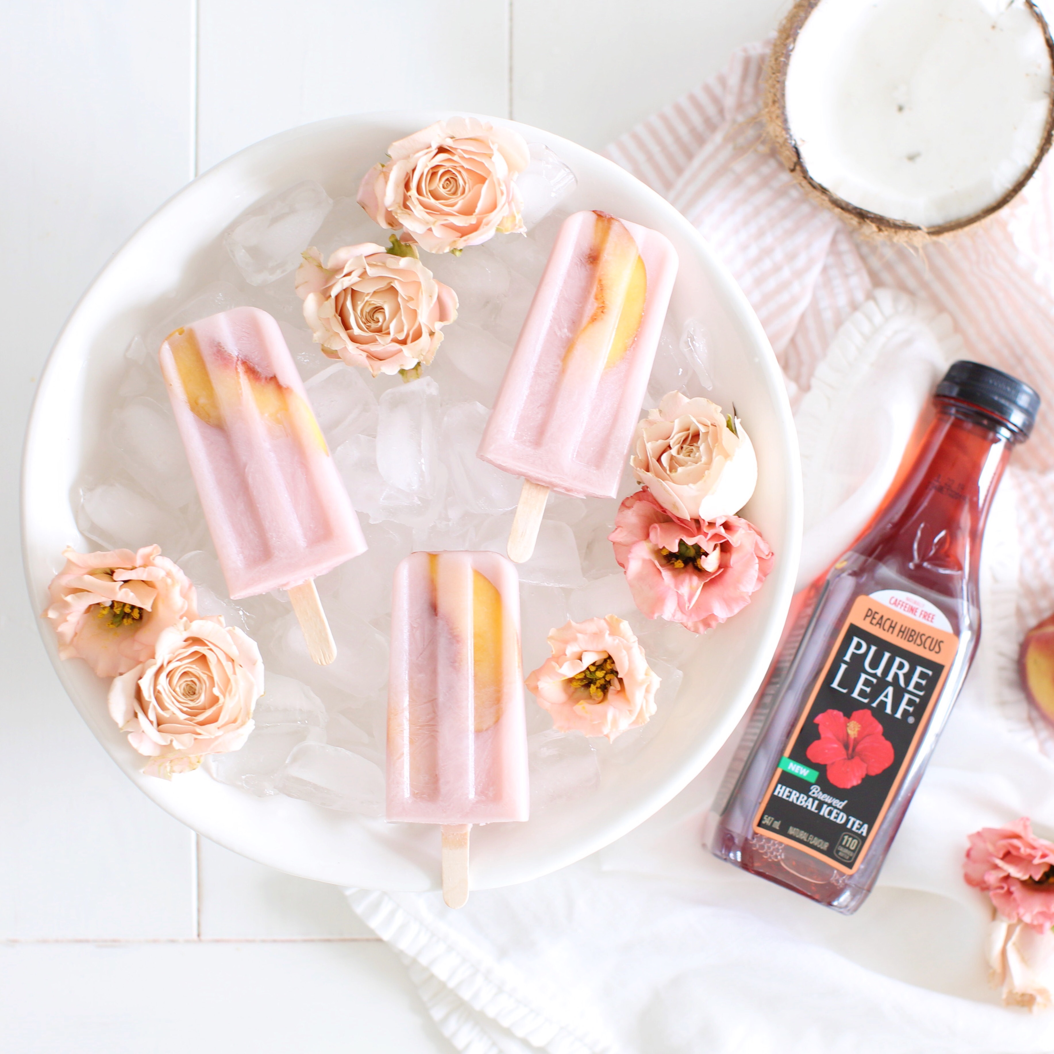 Spiked Peach Coconut Hibiscus Popsicles