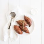 Healthy Maple Hasselback Sweet Potatoes