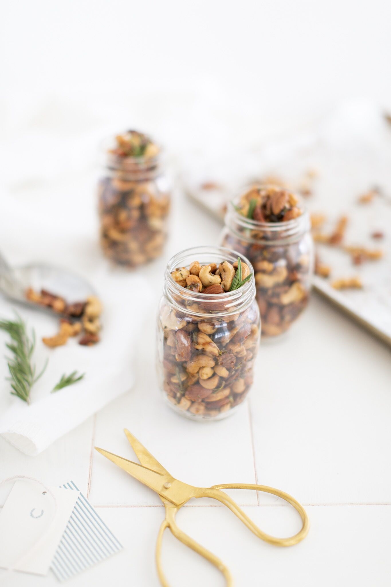 Rosemary Roasted Nuts - a perfect hostess gift or addition to your appetizer spread.