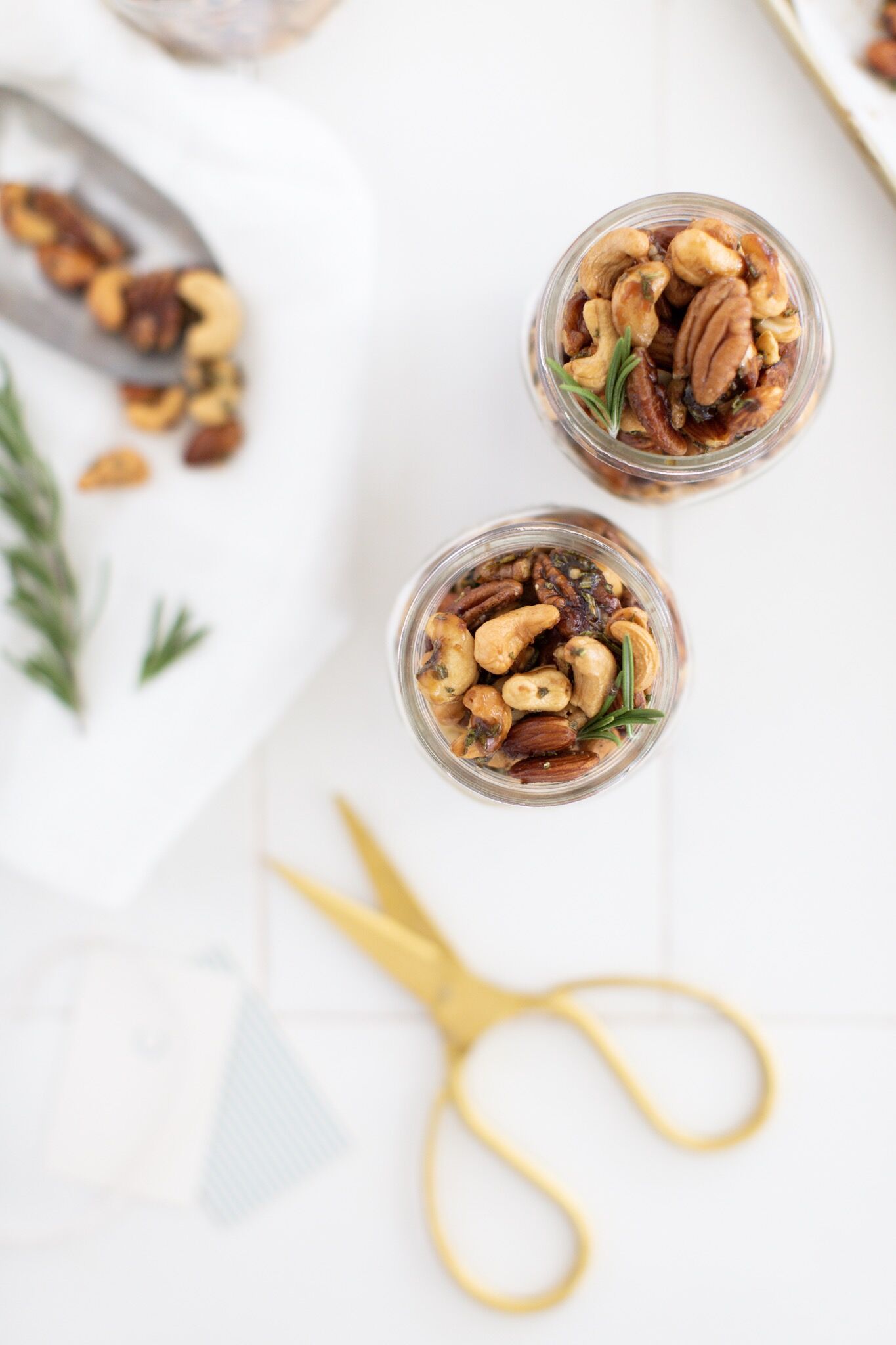 Rosemary Roasted Nuts - a perfect hostess gift or addition to your appetizer spread.