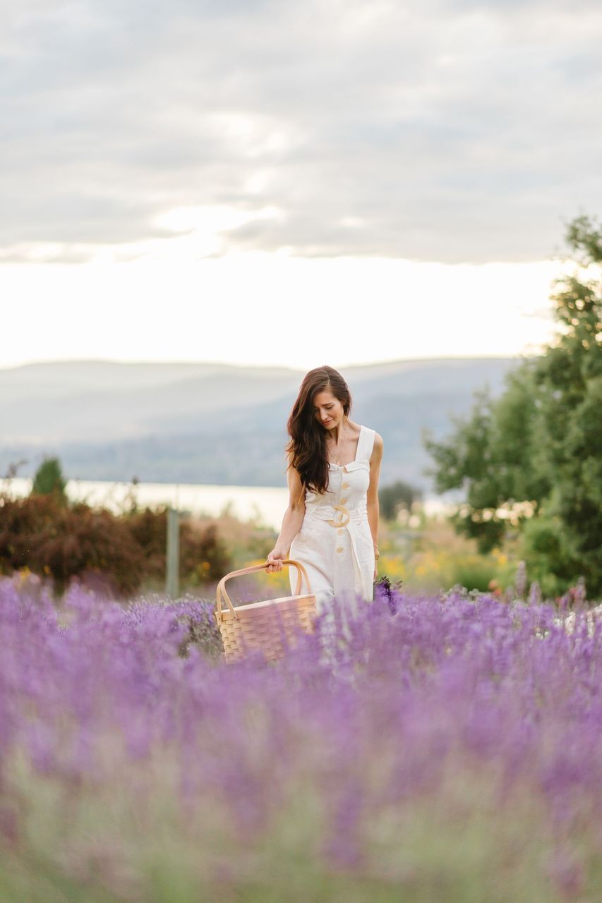 walking in lavender fields