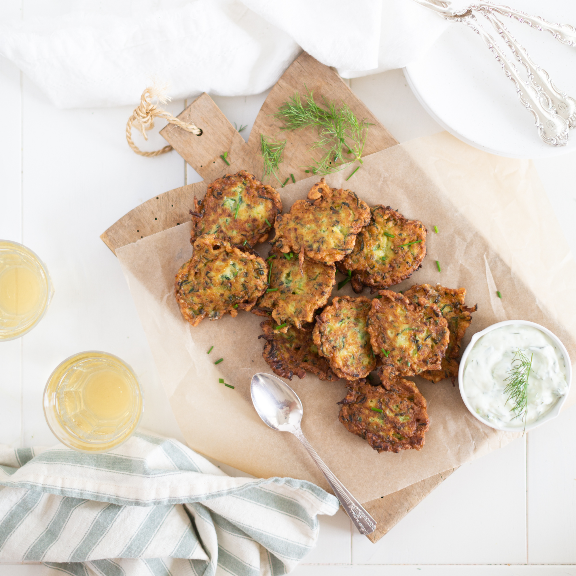 Zucchini Fritters Gf Vegan Option Fraiche Living