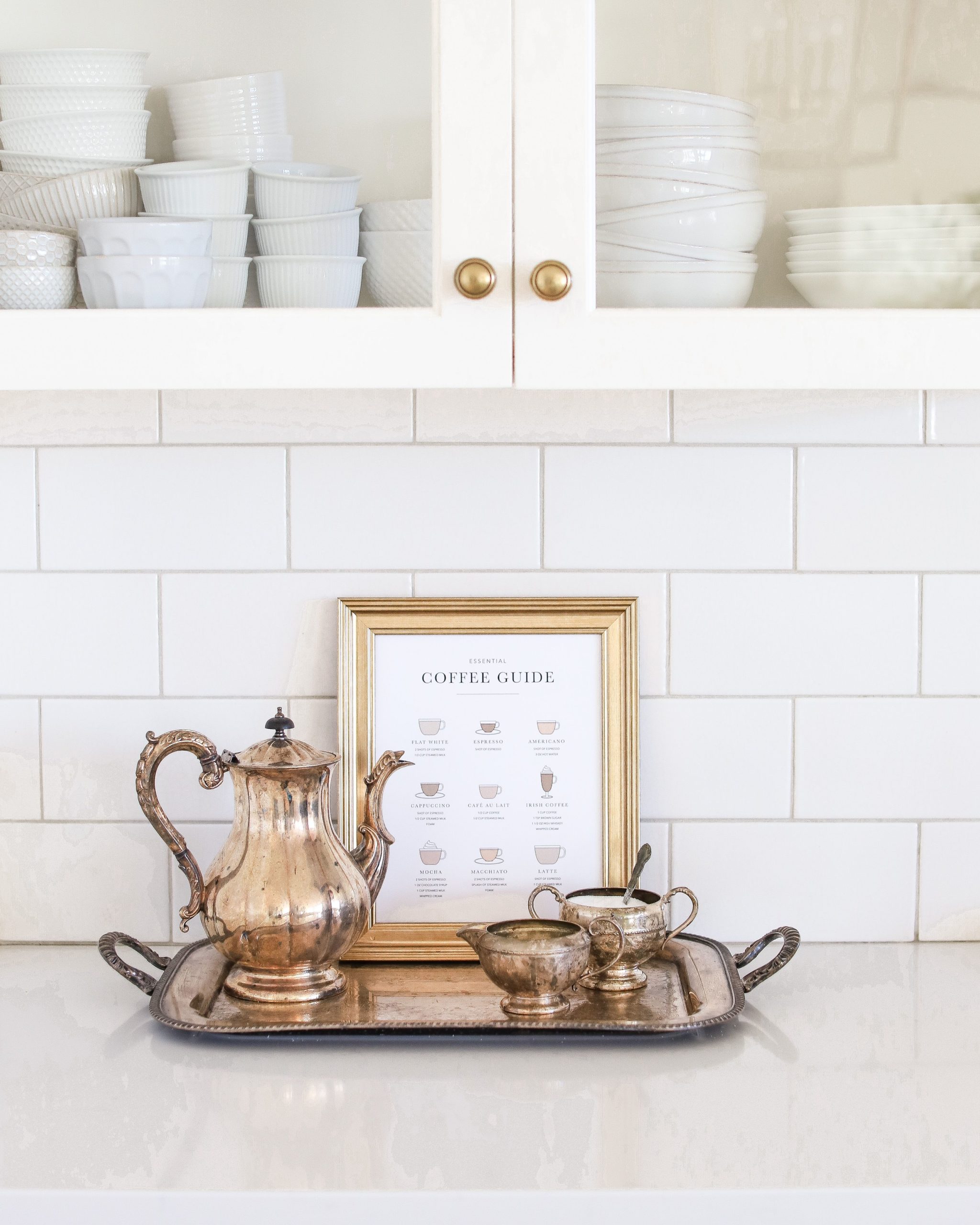 Coffee Station with Silver Tray