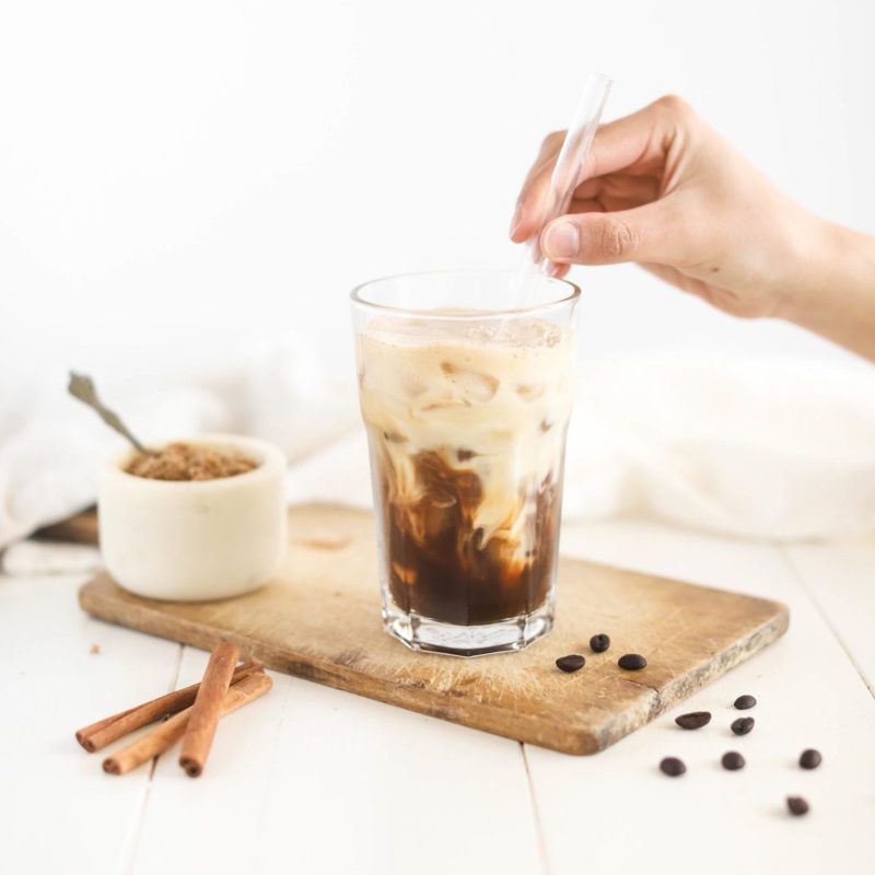 iced brown sugar oat milk shaken espresso fraiche living