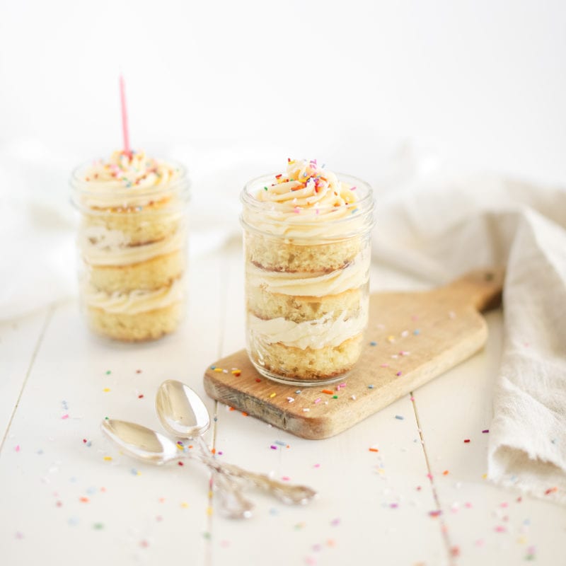 fraiche living birthday cake in a jar