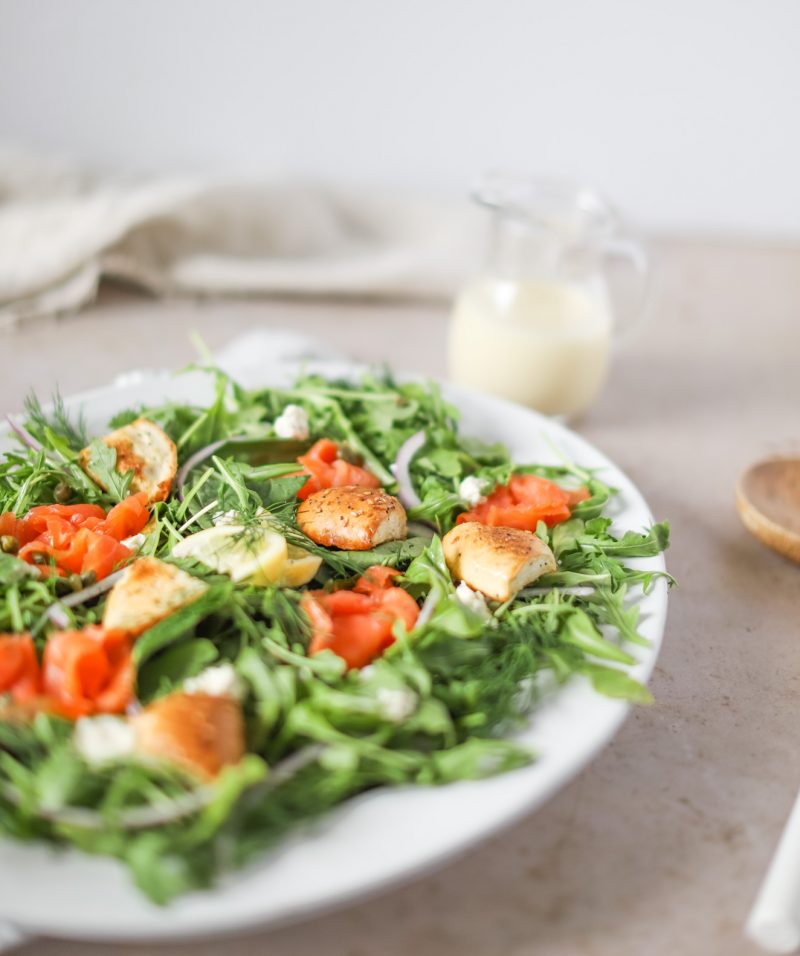 Smoked Salmon Bagel Panzanella Salad Fraiche Living