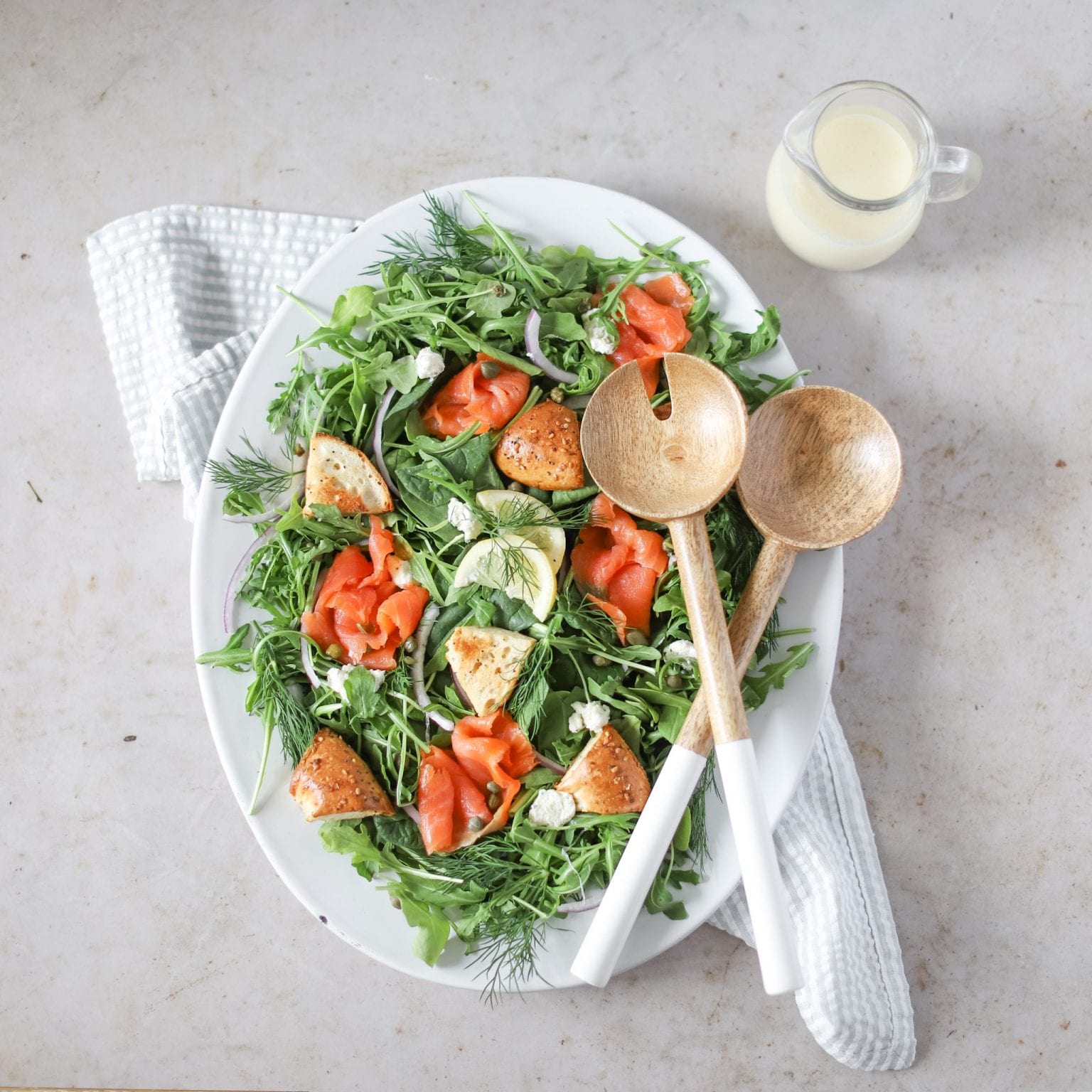 Smoked Salmon Bagel Panzanella Salad Fraiche Living